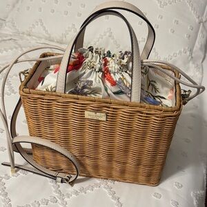 Kate Spade Wicker Shoulder Bag with Floral Lining